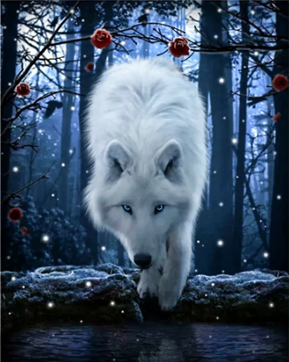 

Diamond Embroidery Wolf Mosaic Crystal 5D Cross Stitch Square Drill Diamond Painting DIY Sticker Decor Paintings