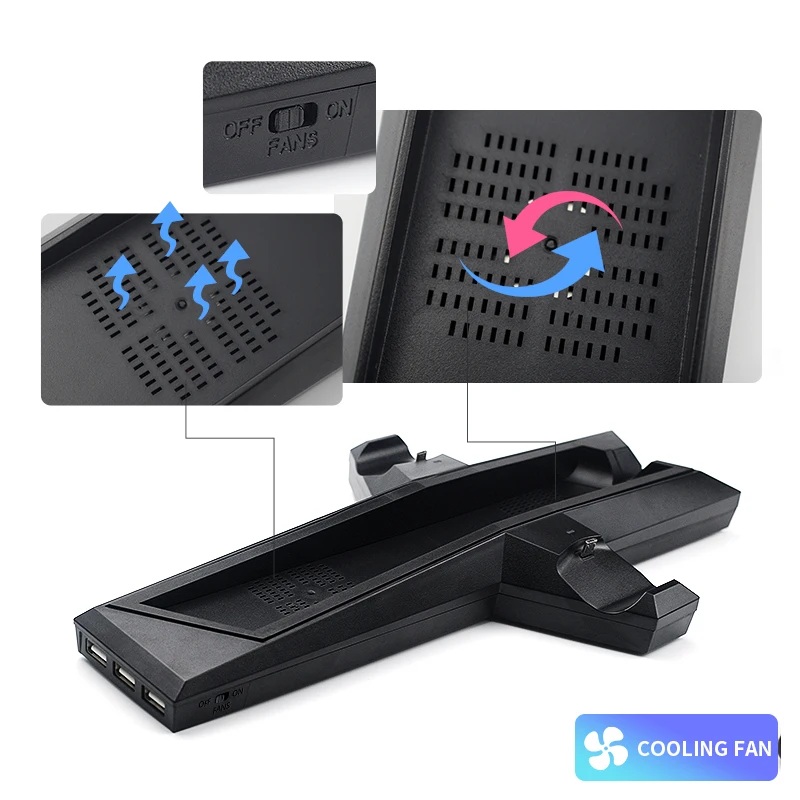  Cooling Fan Joystick Charge For PS4/PS4 Slim Games Vertical Stand With Dual Controller Charger Stat