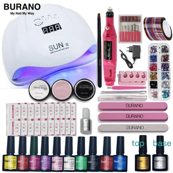 

BURANO Nail Set led Lamp Dryer 10 Nail Gel Polish Soak Off Manicure Gel Nail Polish Kit For Nail Art Tools