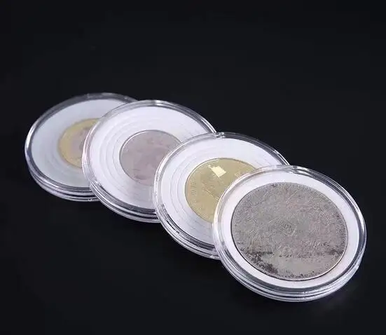 

Container Box 100 Pcs Coin Capsules Applied Clear Holder Round Plastic Storage Cases Collection Display
