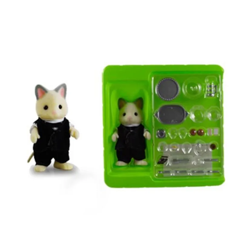 

original Sylvanian Families cat with his tableware Set New Loose