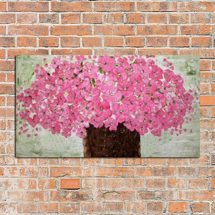 

Free shipping High quality knife oil painting on canvas 100% Pink Flower decoration home art abstract modern abstract painting