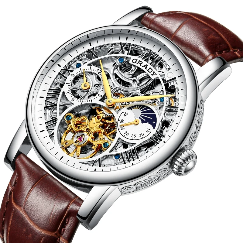 Skeleton font b mens b font watches top brand luxury automatic font b mechanical b font
