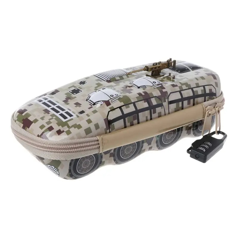Creative Car Camouflage Pencil Bag With Lock Pen Storage Organizer Office School Supplies Stationery Boy Gift Pencil Case