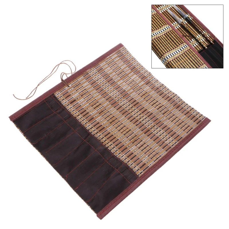 

1pc Painting Brush Holder Bamboo Rolling Bag Calligraphy Pen Case Curtain Pack
