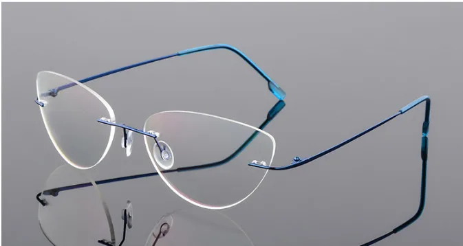 Women Cat Eye Rimless Titanium Eyeglasses myopia glasses prescription Optical Glasses Eyewear short-sighted glasses foldable