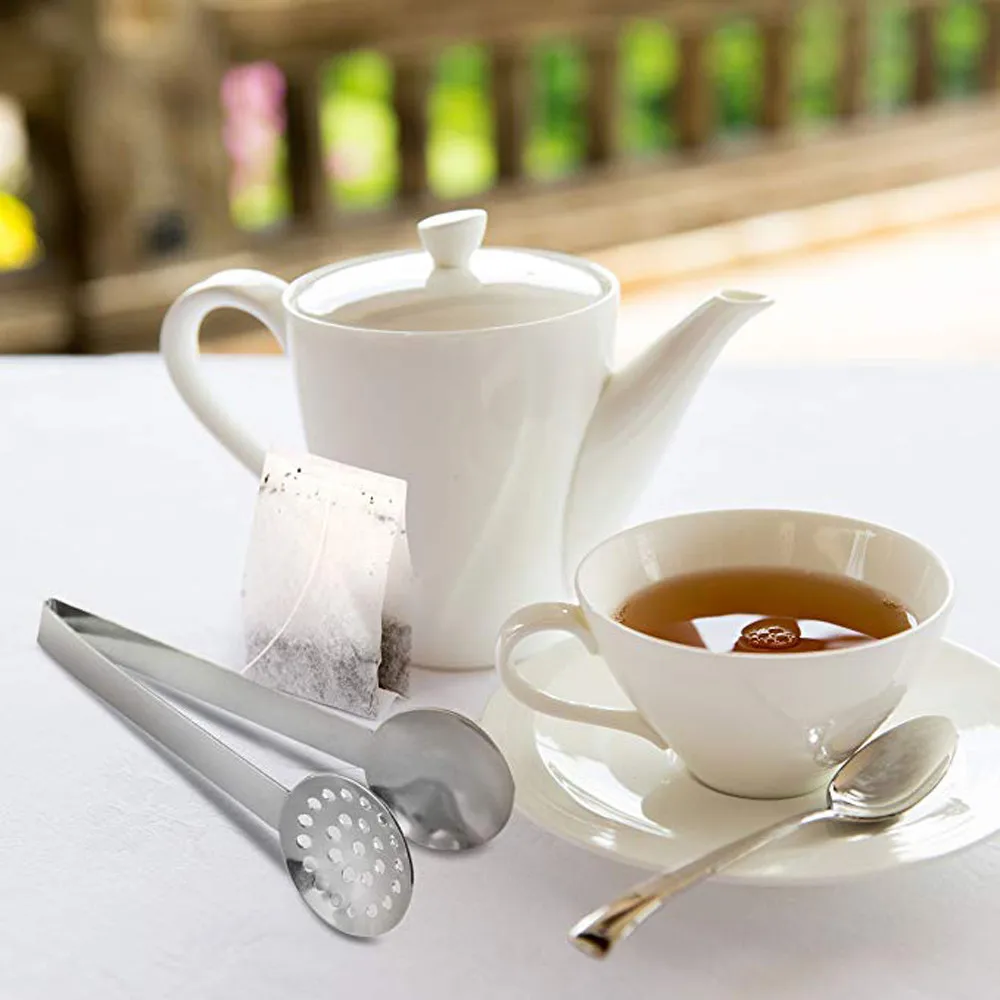 New Stainless Teabag Tongs Tea Squeezer Holder Herb Grip Home Kitchen Useful Hot Sale High Quality New Patterns Modern