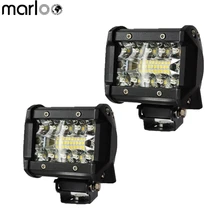 Marloo 2X 12 v Lâmpada de Trabalho Levou Trabalho Barra de Luz Do Carro Triplo Row 60 w 4 polegada Lâmpada Do Carro Para jeep Ford 4X4 4WD offroad Farol Da Motocicleta