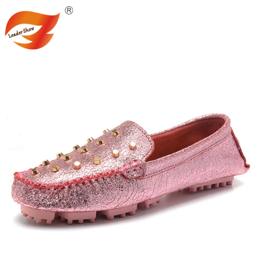 

New Women Genuine Leather Driving shoes Spring Lady flat Leather Slip on Casual Loafers shoes Summer Hot sale Flats Lazy shoes