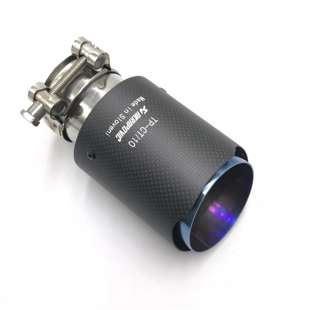 Inlet 51mm 54mm 57mm 60mm 63mm Outlet 89mm 101mm Akrapovic Carbon Fiber Exhaust Tip Muffler End Pipe Car Exhaust Tips Blue Burnt