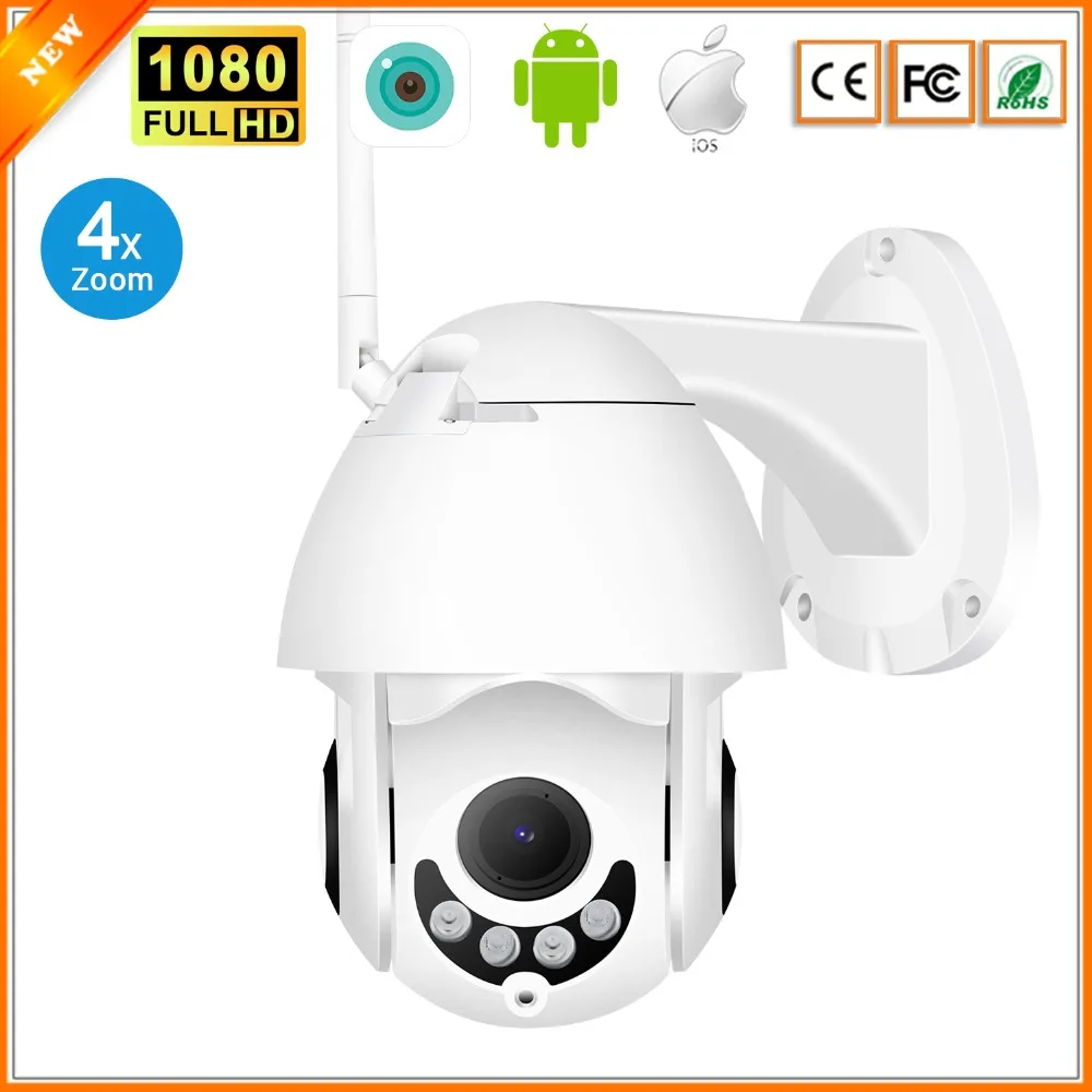 

BESDER H.265 PTZ IP Camera WiFi Mini Speed Dome Security Camera 4X Auto Zoom Motorized Lens ONVIF RTSP P2P SD Card Slot Audio