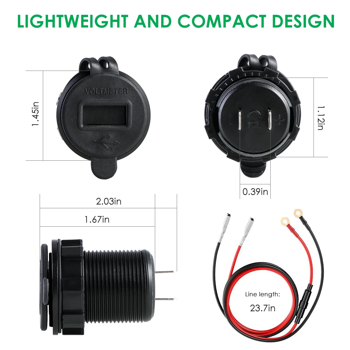 4.2A Dual USB IC Smart Charger Socket Waterproof Power Outlet with LED Voltmeter DC 12-24V car boat marine motorcycle ATV RV