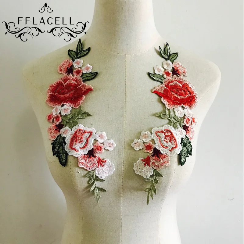 

FFLACELL 1 pair Soluble Flowers Embroidery Patches for Clothing Flowder Sticker for Clothes Applique Embroidery Flower Patches