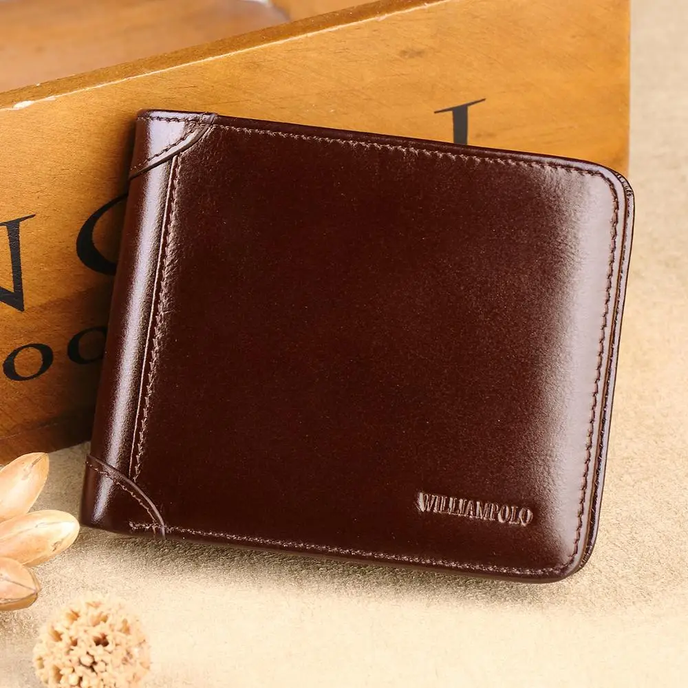 Брендовый мужской кошелек WilliamPOLO Короткий держатель для кредитных карт складной