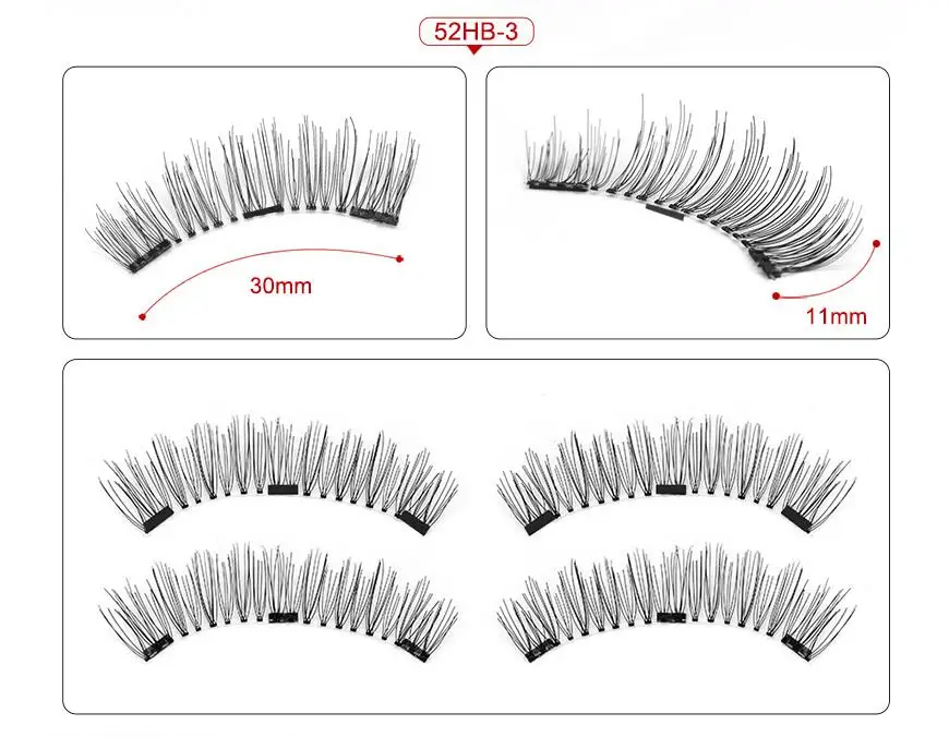 4 шт./пара 3 Магнитный 3D ресницы накладные ресницы с 3 магниты ручной работы из натурального клей для наращивания ресниц с подарочной коробкой