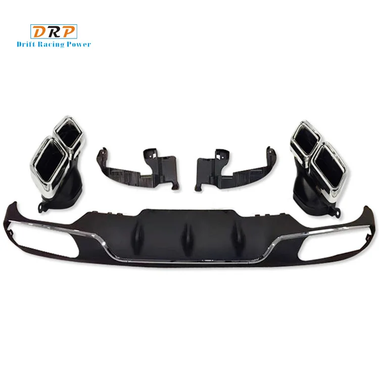 

A set PP car rear bumper diffuser with exhaust muffler tail tip fit for Mercedes Benz W213 Administration upgrade E63 AMG 16-19