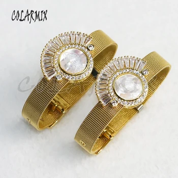 

5 pieces Solar shape bangles shell watch bangles adjustable rainbow zircon jewelry fashion vintage Gem jewelry for women 5256
