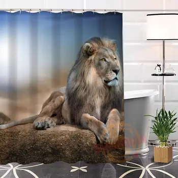 

Eco-friendly Custom Unique lion Fabric Modern Shower Curtain bathroom Waterproof for yourself H0220-41