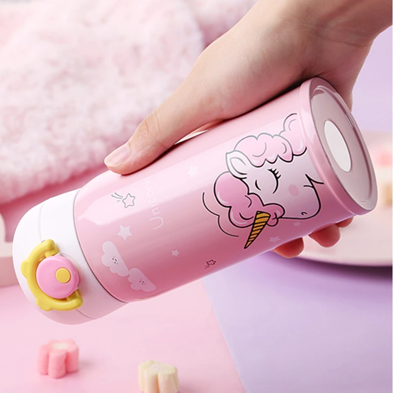 350ml Cute Unicorn Thermos Bottle Kids Baby Feeding Water Bottle Stainless Steel Heat-resistant Best Christmas Gift Portable Cup