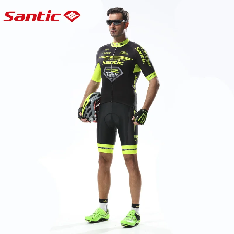 

Santic Pro fit RTS White&Green Champion Cycling Team Sets Men Bike MTB Cycling Jersey+Bib Shorts with Italy Padded M5CT053W/52V