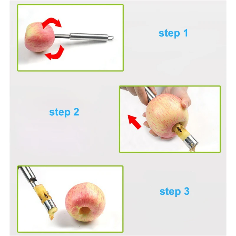 

Useful Apple Corer Kitchen Supplies Stainless Steel Fruit Core Seed Remover Easy Watermelon Knife Tool