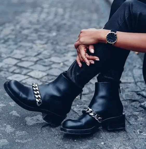 Style Picture Chevalier Chaînes Chain Bout Zipper Femmes Or Mode argent Printemps Silver Robe Chain Bottes Dames Côté Classique Rond gold Cheville as qxr1qvw