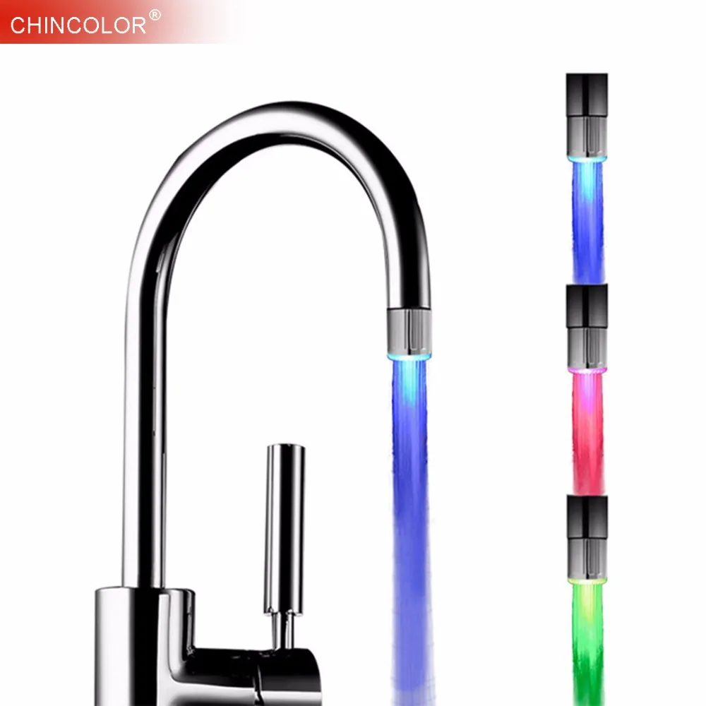 LED Water Faucet Aerators Red Blue Green Multi Colors Light Nozzle Tap Adapter Device Bubbler