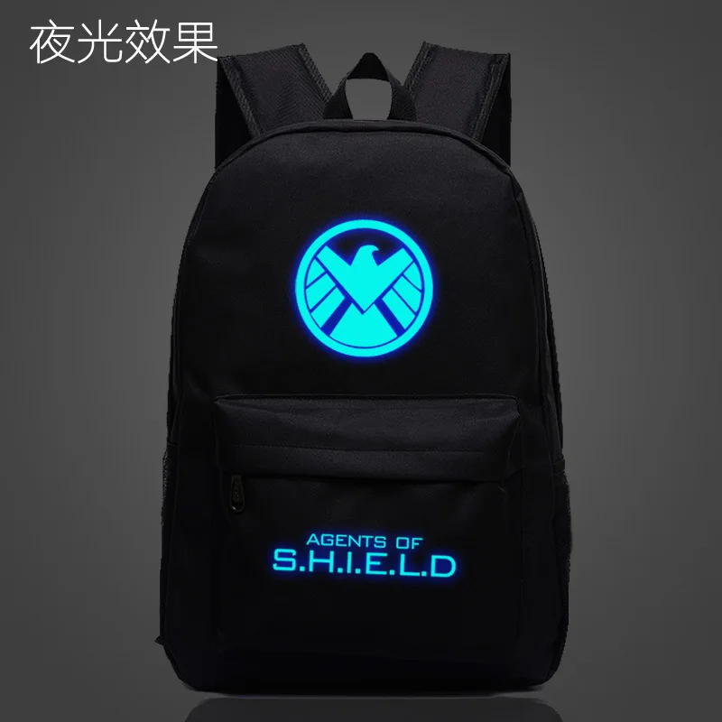 Американская школьная сумка Agent of Shield, Светящийся рюкзак, Студенческая сумка, ежедневный рюкзак, светится в темноте, Mochila - Цвет: Style 1