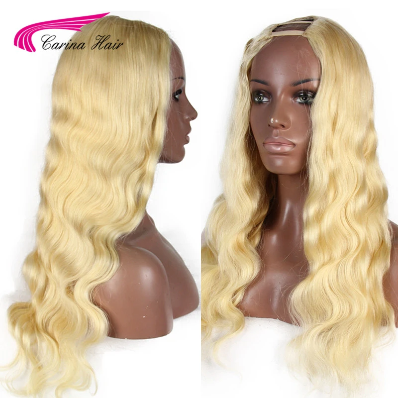 Carina Hair U Part Wig Blonde Body Wave 2 4 Open Middle Part Remy U Part Wig Human Hair Human Hair Lace Wigs Aliexpress