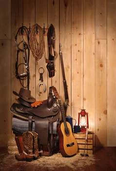 

HUAYI Wood saddle cowboy printed Photography Newborn Backdrop XT4162