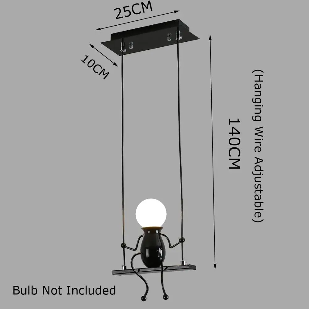 Креативный светодиодный подвесной светильник, современный железный подвесной светильник для маленьких людей, мультяшный металлический кукольный Регулируемый подвесной светильник