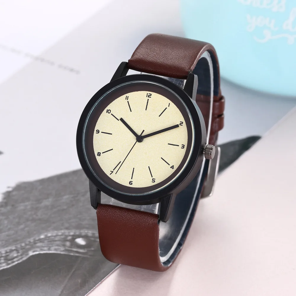 

Elegant Clock Fashion Analog Quartz Watch PU Leather Unisex Wrist Dress Watches