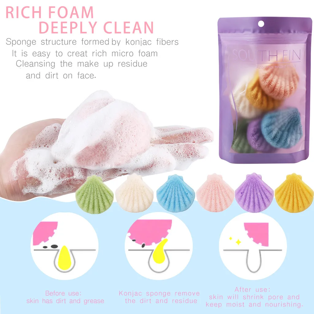 Мода из натурального волокна мыть Губка Чистящая буфами на рукавах Очищение лица стиральная прибор для ухода за лицом 6 шт набор для макияжа бровей, Прямая