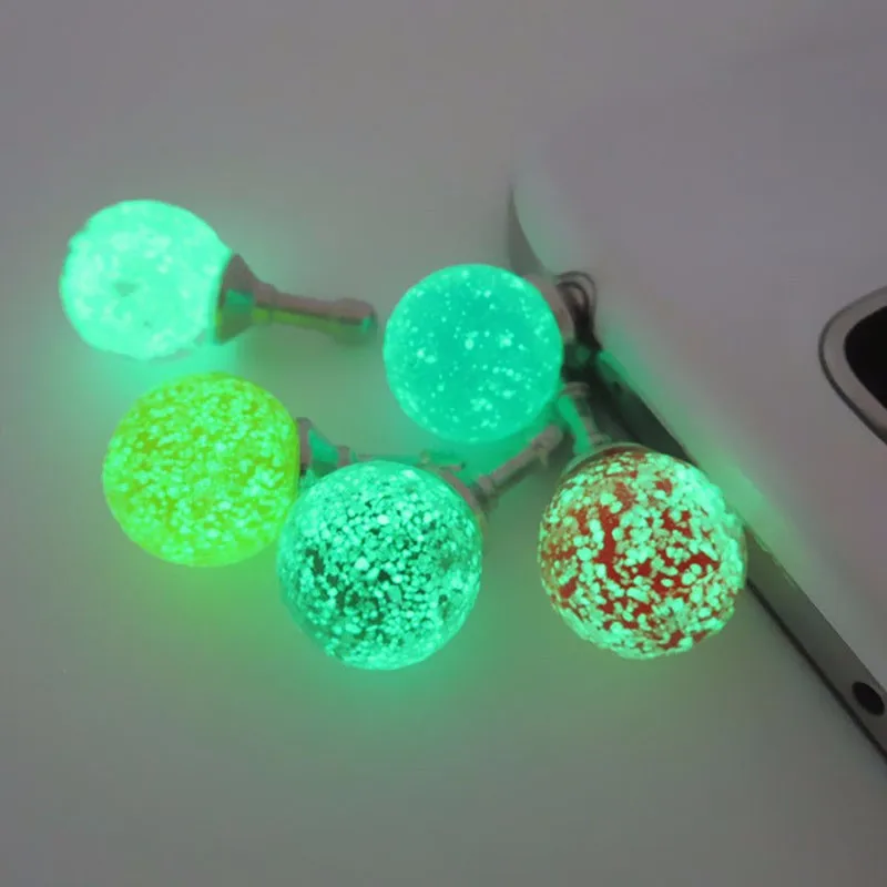 

1PC Mobile Phone 3.5mm Earphone Jack Anti Dust Plug Universal Headphone Dust Cap Round Colurful Rhinestone Luminous Dust Plug