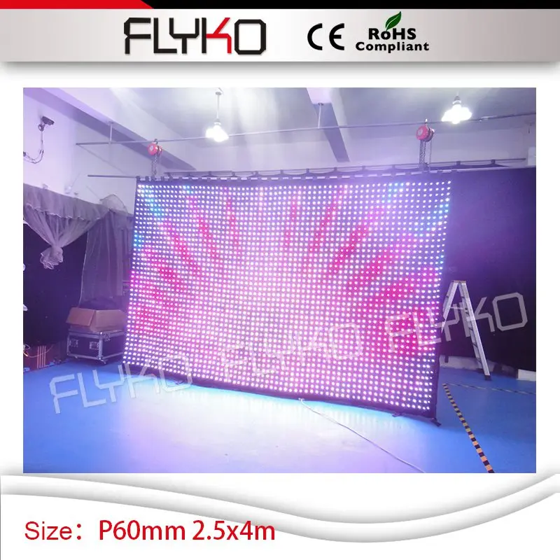 

2.5m high*4m width DMX function vision cloth video curtain P6 with remote control