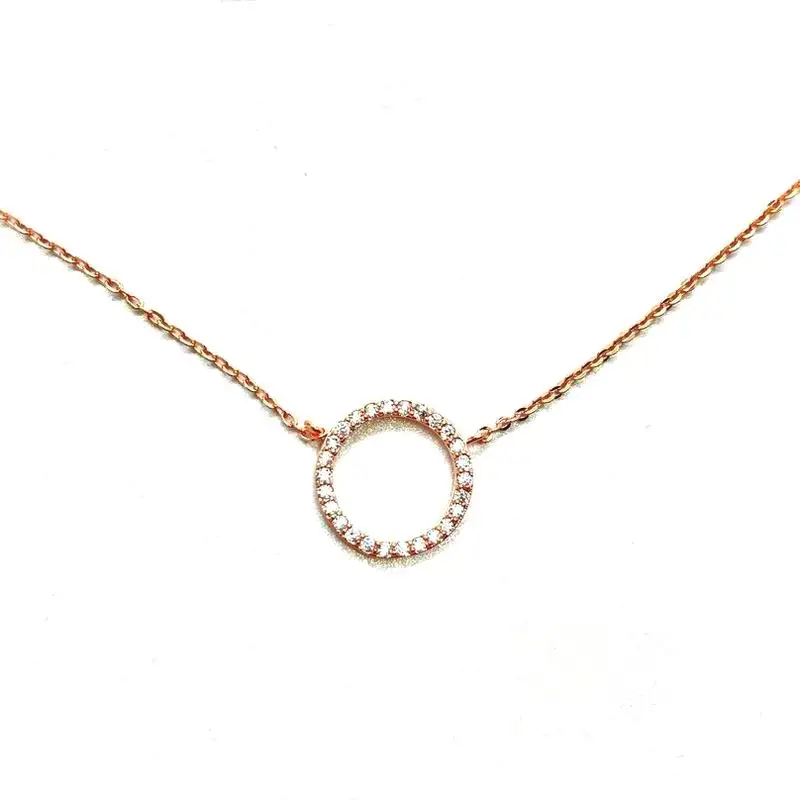 

Simple rose gold plated necklace women bijoux round circle necklaces & pendants short design fashion jewelry wholesale