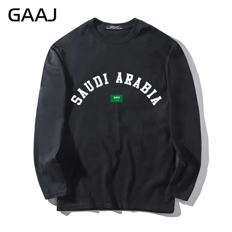 

T Shirt Men Saudi Arabia Flag Homme Man Man & Women Unisex Long Sleeve Print Letter Hip Hop Tshirt High Quality Brand Summer