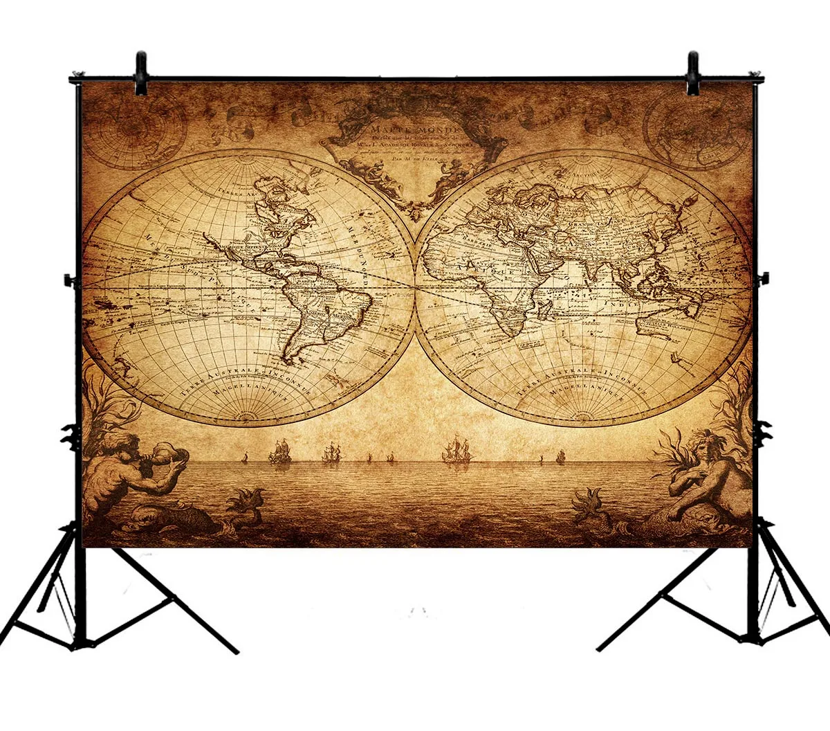 

5x7ft Vintage World Map Sea Polyester Photo Background Portrait Backdrop