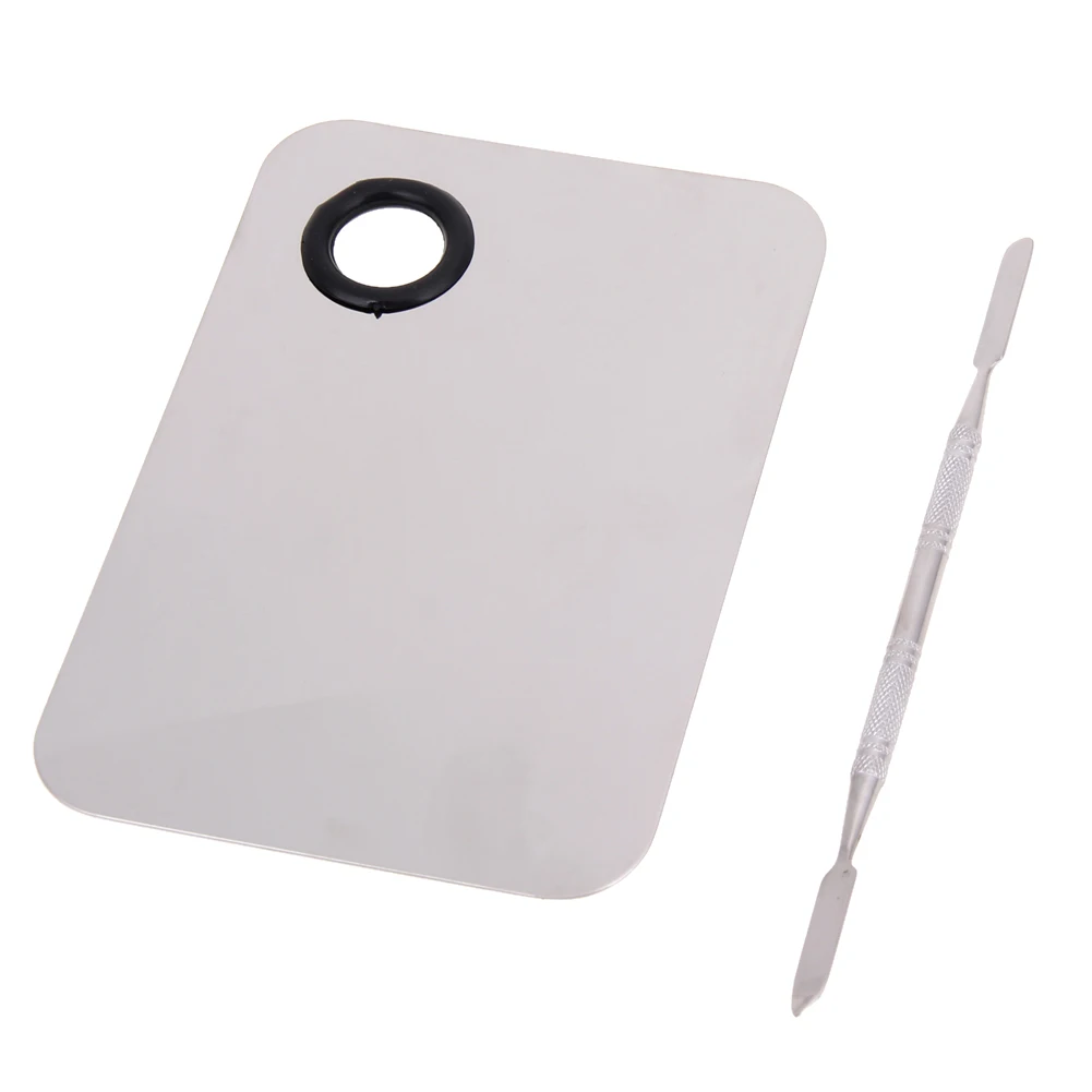 

Stainless Steel Makeup Mixer Palette with Spatula for Nail Art Polish Make Up Eyeshadow Color Mixing Palette Palette Spatula