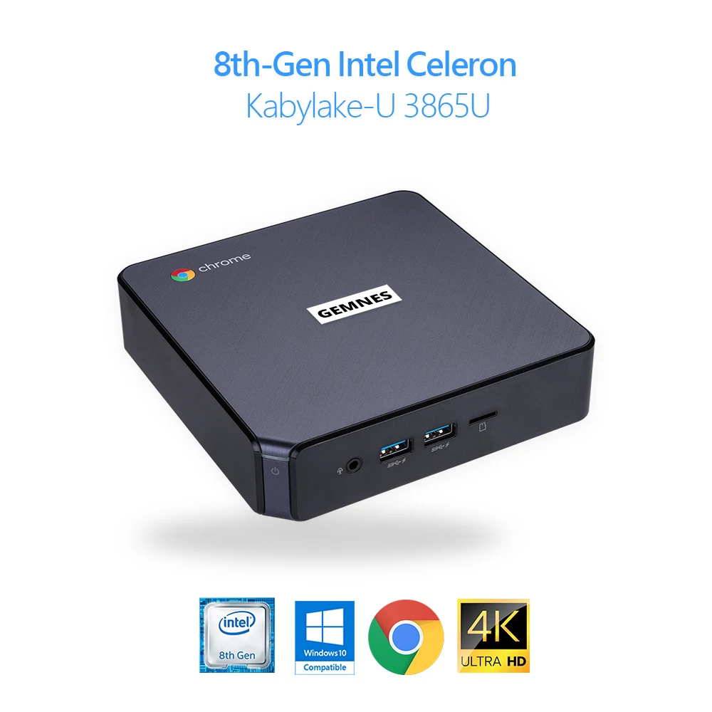 New Original Mini PC Windows 10 Compatible 8th-Gen Intel KBL-U Processor 3865U Dual 4k USB Type-C PD 4G-DDR4 32G-mSATA Chromebox