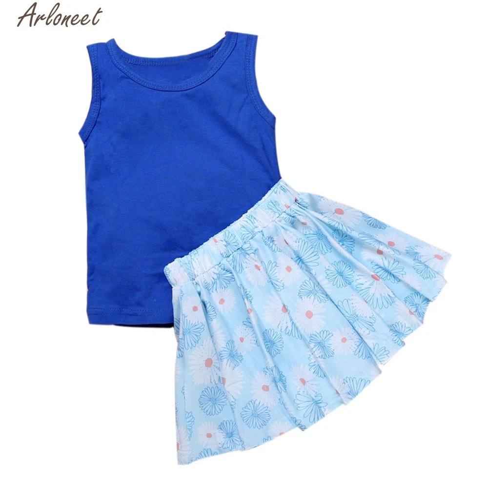 2017 fashionbaby дети жилет для девочек футболка + цветочный короткое платье наряды
