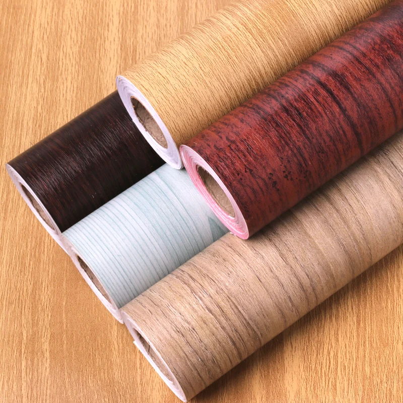 10 meters thick pvc self adhesive wallpaper wood grain stickers student