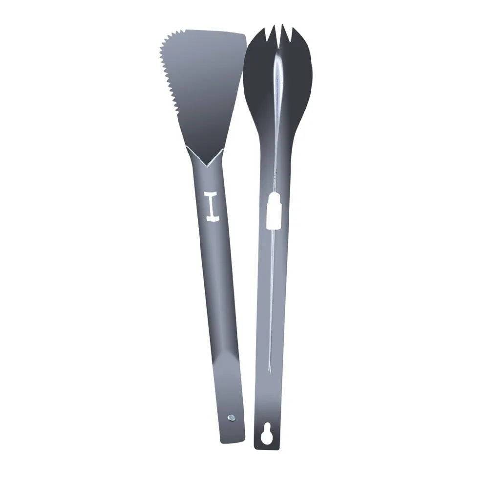 

The Splitter Multifunctional Outdoor Portable Tableware Travel Camping BBQ Eating Utensil Stainless Steel Spork Spatula Set #A