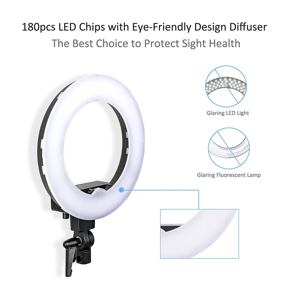 ZOMEI 240 шт. Selfie Ring Light Bi-color 3200 светодио дный 5600 К LED Dimmable фотография Освещение для фотостудии телефонный адаптер макияж