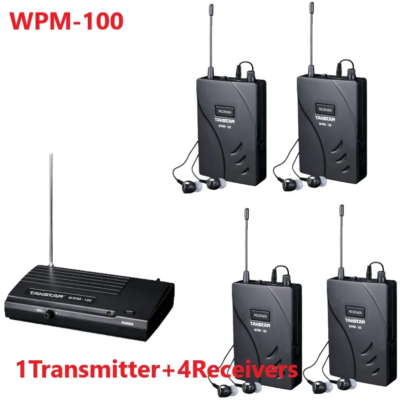 

Upgraded Takstar wpm-100 / wpm100 UHF Stage Wireless Monitor System In-Ear earphone Wireless Stereo 1 Transmitter +4 Receivers