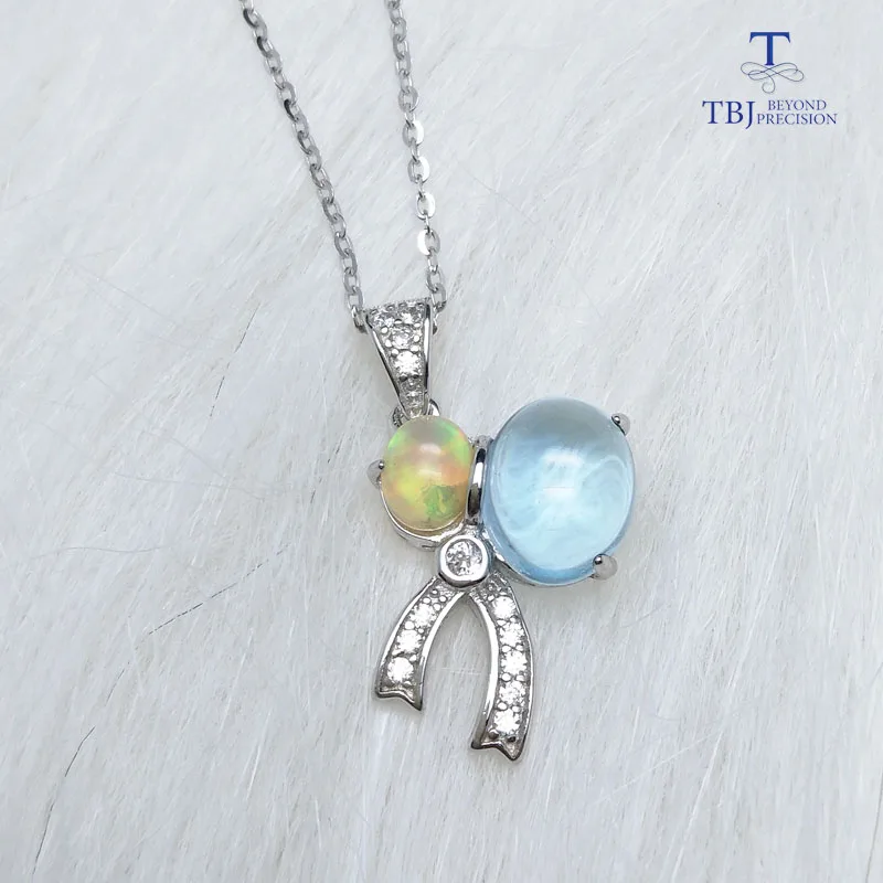 TBJ,Natural topaz & opal pendant with chains, elegant design gemstone