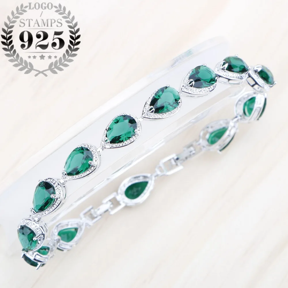 Странные Вещи зеленый кубический цирконий серебро 925 ювелирные изделия талисманы браслеты для женщин натуральные камни ювелирные изделия Подарочная коробка