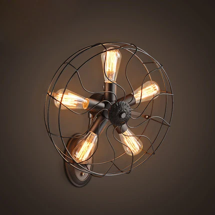 

American Country Retro Fan Wall Lamps European Industrial Vintage Wall Lights Fixture Home Indoor Lighting Cafes Pub Bar Lamps