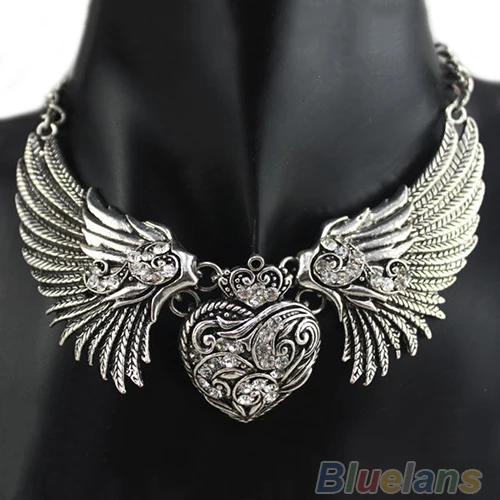 

Rhinestone Angel Wings Chain Collar Necklaces Women Necklace for Dress party