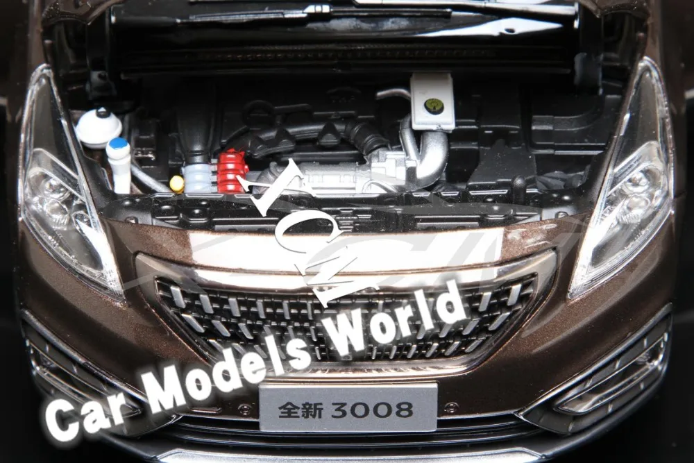 Литая под давлением модель автомобиля для всех новых 3008 SUV 1:18(коричневый)+ маленький подарок